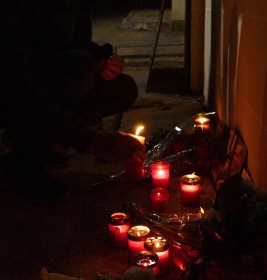 A handful of Russians turn up to a protest for Navalny in front of the Russian Embassy in Malta