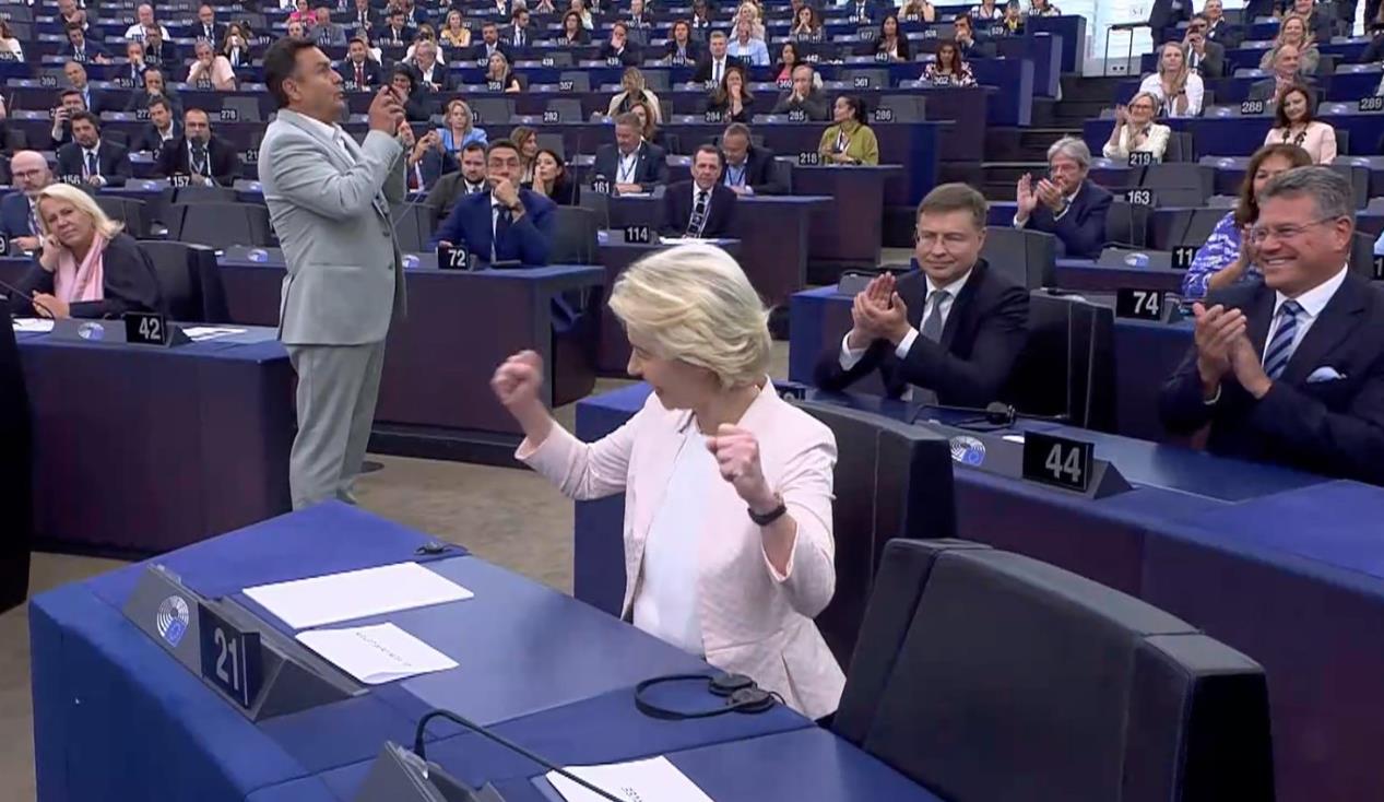 Ursula Von Der Leyen reconfirmed as President of the European Union Commission with 57.2% of the vote