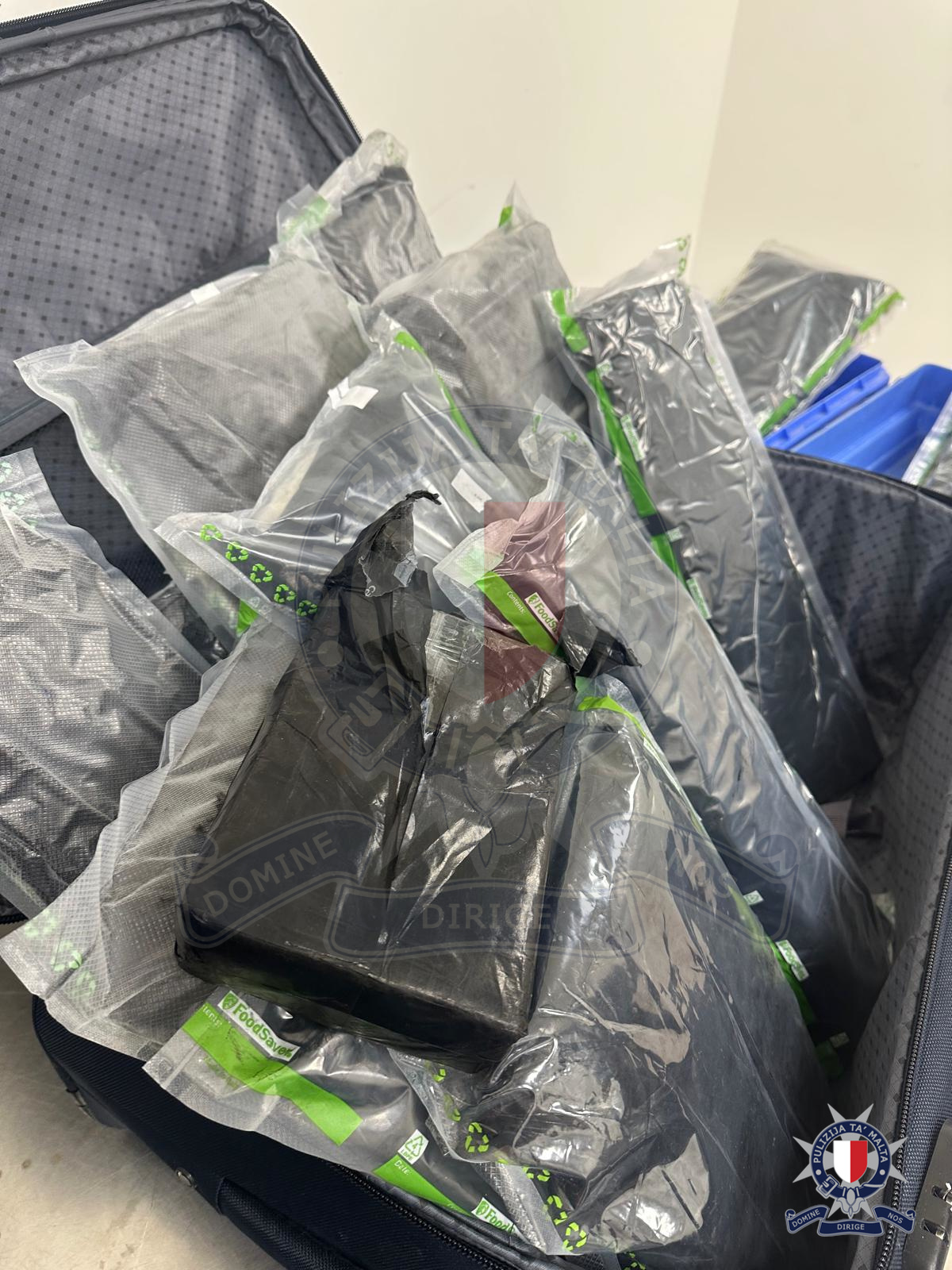 Portuguese man arrested at Malta Airport caught with €250,000 worth of drugs in luggage