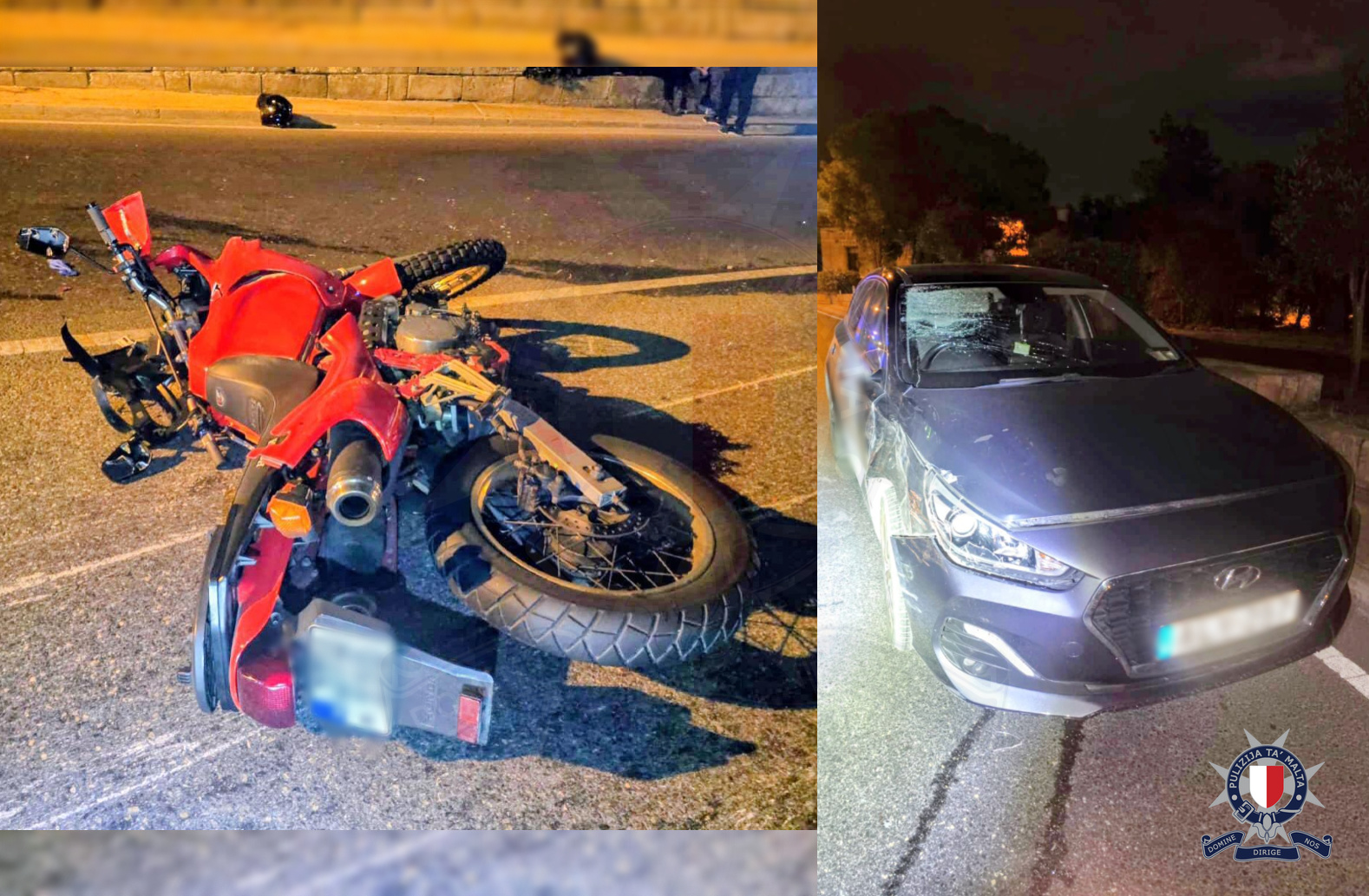 Motorcyclist critically injured in evening collision in Bormla