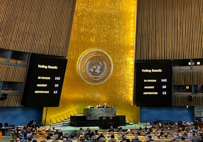 Malta votes for the Two-State Solution between Israel and Palestine at the United Nations General Assembly plenary
