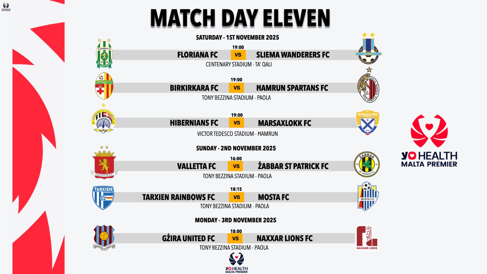 YoHealth Malta Premier – Match Week 11 Preview