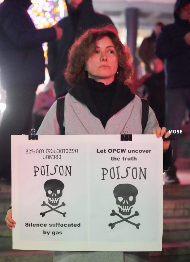 Protestors in Georgia demand an international investigation over the use of chemical weapons against demonstrators
