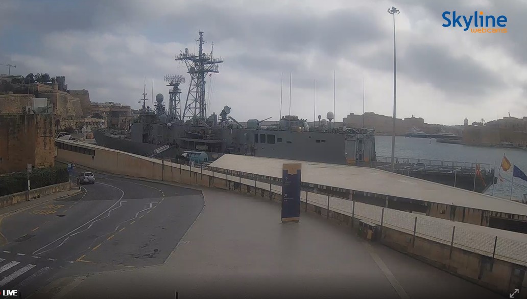 French and Spanish naval frigates berth at the Grand Harbour