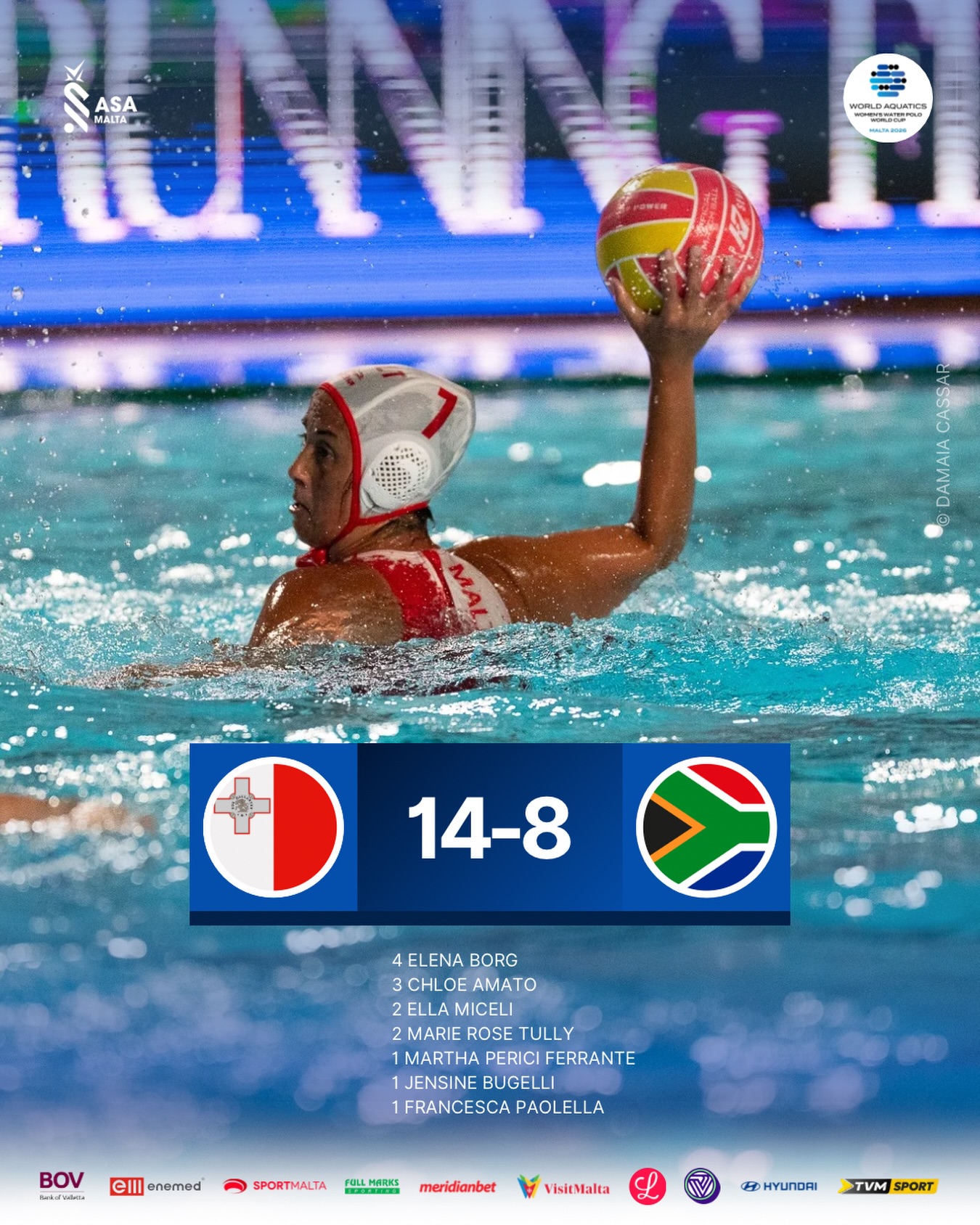 Malta Beat South Africa to record impressive Women’s Water Polo World Cup Division Two victory