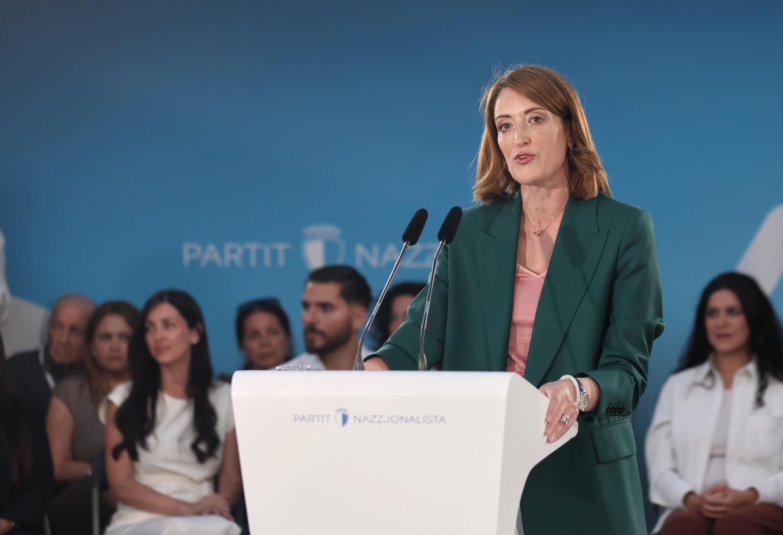 European Parliament President gives speech at Nationalist Party rally