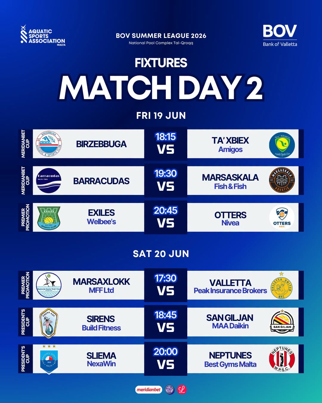 BOV Summer League 2026 continues with exciting Matchday 2 action