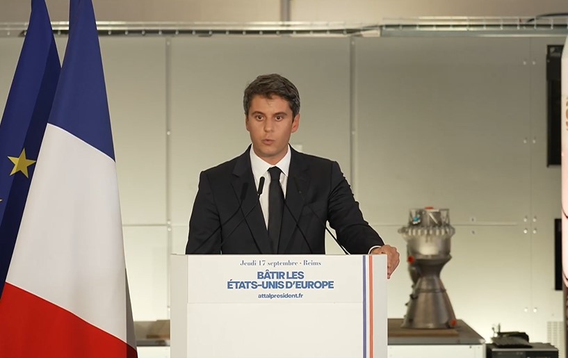 French Presidential candidate Gabriel Attal calls for a United States of Europe